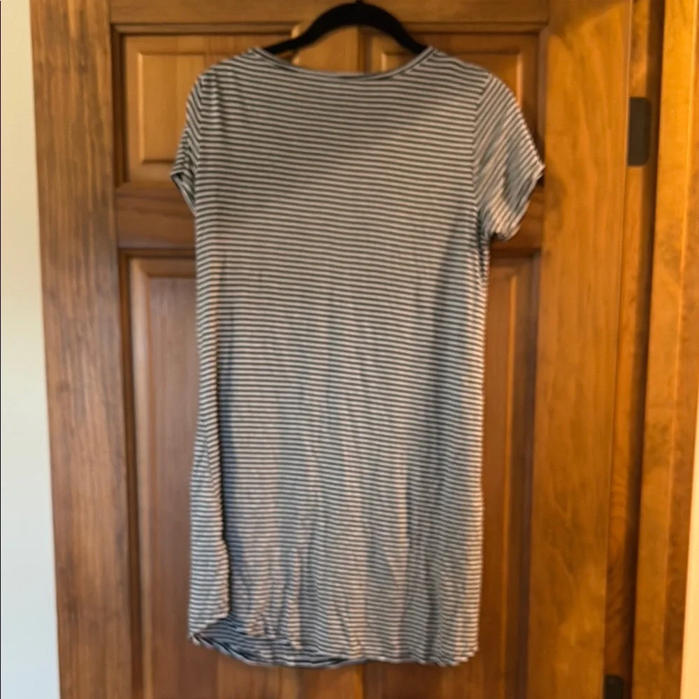 Free Kisses Black and White stripes short Sleeve Mini t shirt Dress